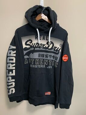 Superdry Black Hoodie Men’s Large
